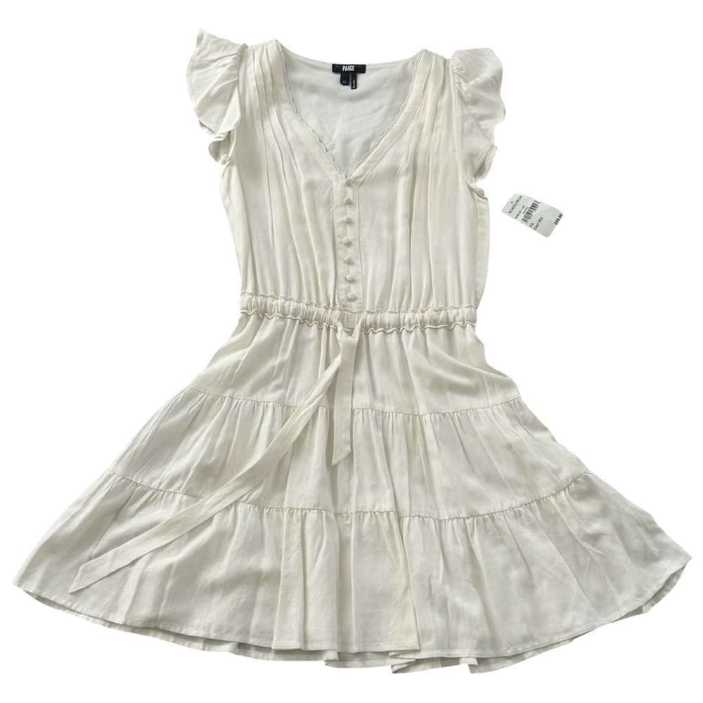 NWT PAIGE Rosalee flutter sleeve tie waist dress white size XS Host Pick 🎉